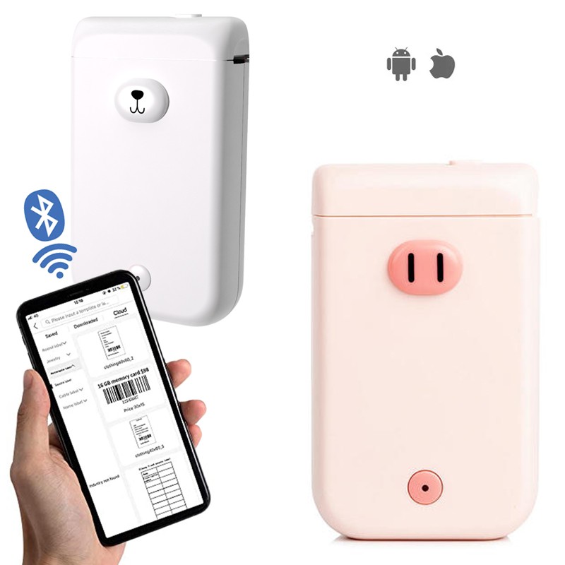 Imprimanta termica, portabila, 15 mm, Bluetooth 4.0, Android, iOS, impermeabila Roz - imagine 22